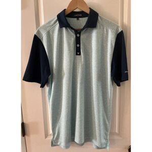 Bad Birdie BBP005 Men's Performance Polo Size M Cream Mint Blue Accent 100% Poly
